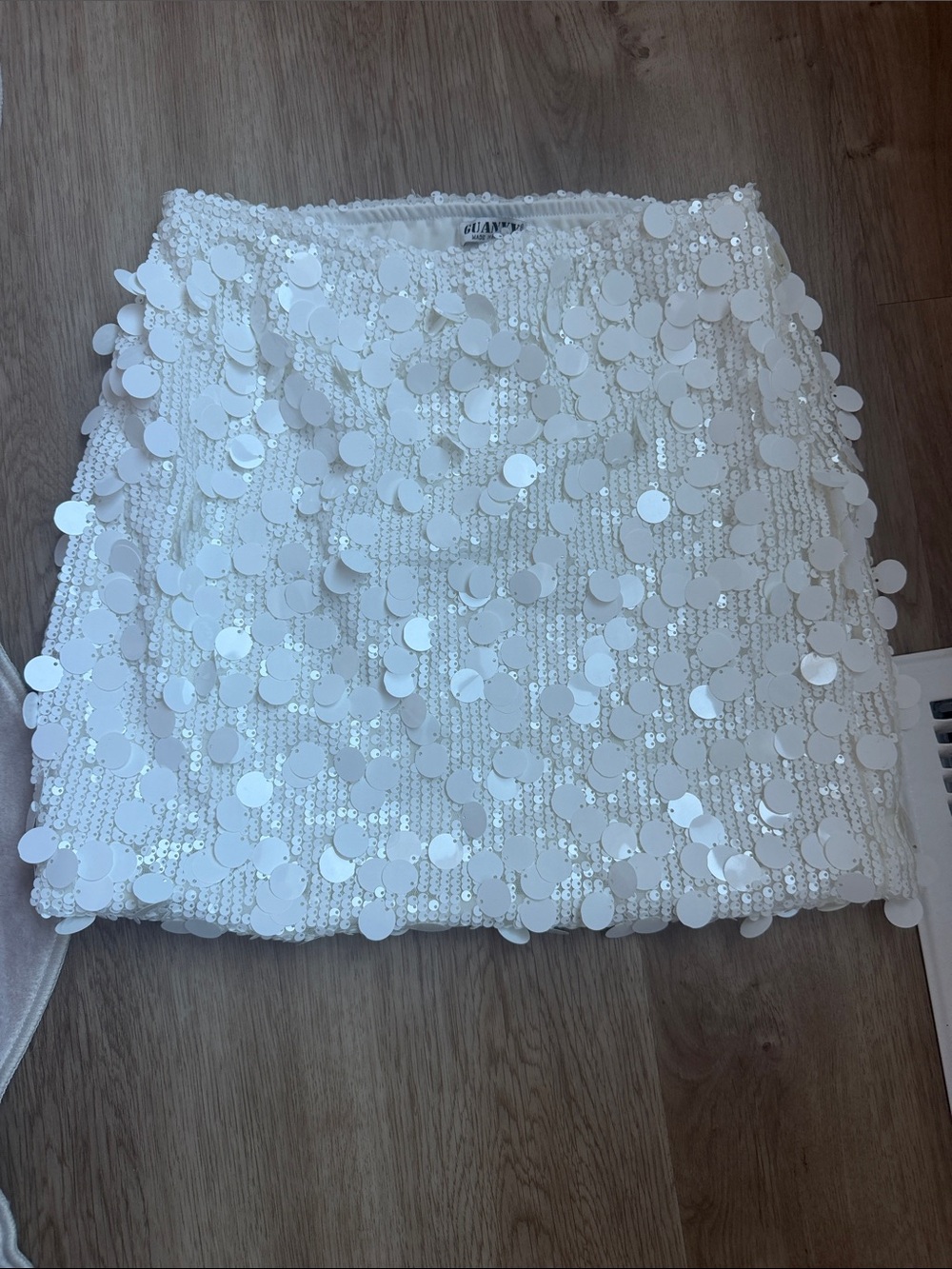 Ganni White Sequin Mini Skirt